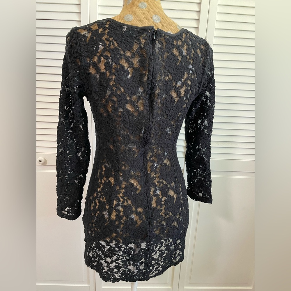 Vintage lace black zip up dress - Picture 5 of 5
